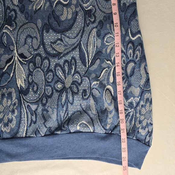 C.P. Sport VTG Floral Paisley Pullover Crewneck Blue Sweater L Cottage Retro - Picture 4 of 5